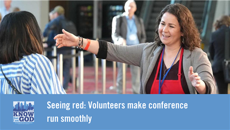 Seeing red: Volunteers make conference run smoothly